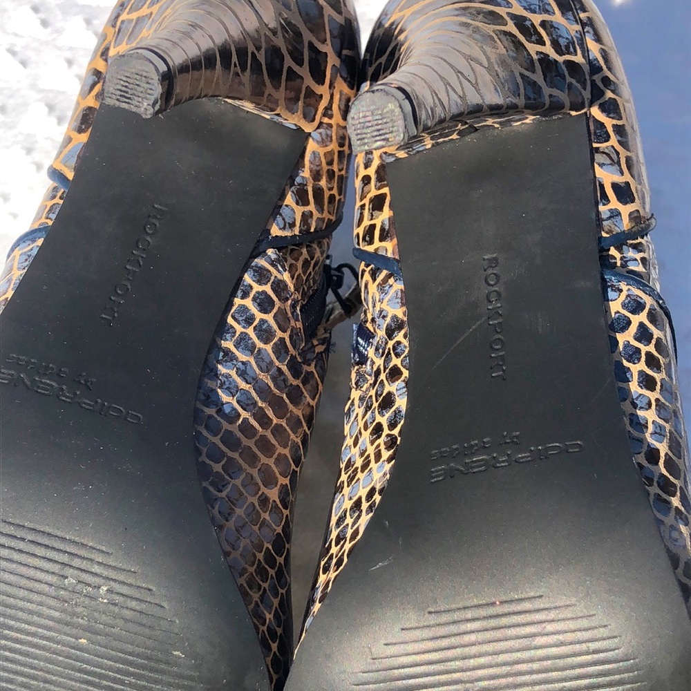 ROCKPORT By ADIDAS Leather Snakeskin Print Booties Heels Shoes Size 6 - Picture 16 of 17